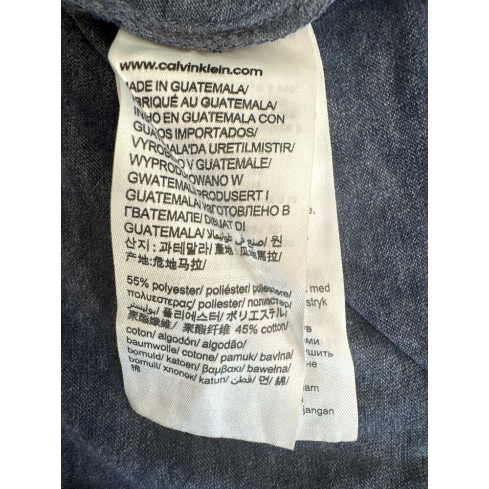 Calvin Klein Jeans Hoodie T-Shirt Medium Medieval Blue Long Sleeve Logo NWT - Picture 5 of 5